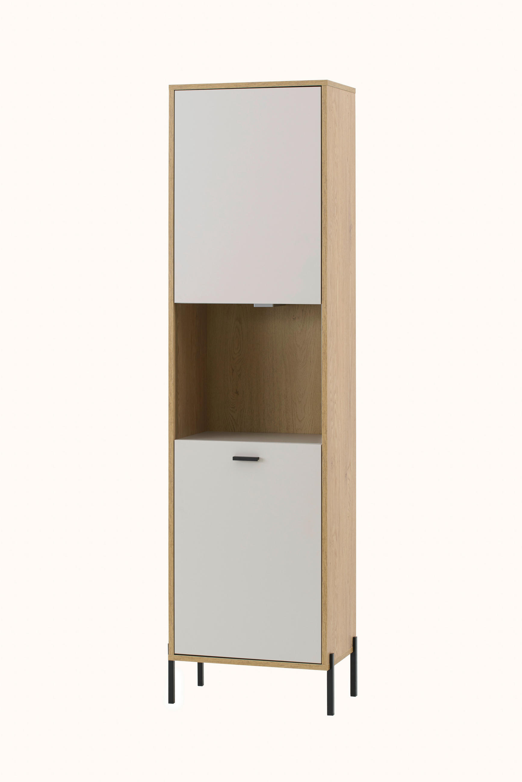 VITRINE  in Eichefarben, Kaschmir - Kaschmir/Eichefarben, Design, Holzwerkstoff/Metall (55/206/35cm) - MID.YOU