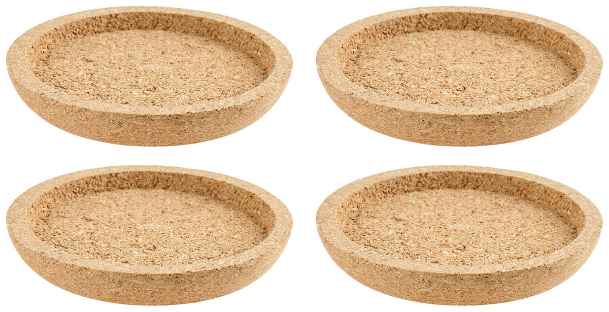 UNTERSETZERSET 4-teilig  - Braun, Design, Holz (6,4/1,0/6,4cm) - Leonardo