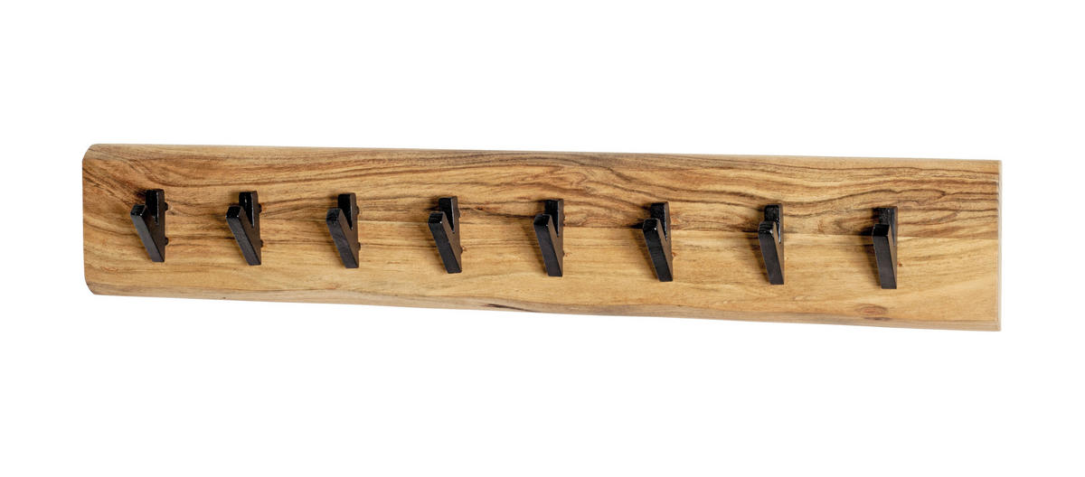 WANDGARDEROBE  in Akazie massiv Schwarz, Akaziefarben  - Schwarz/Akaziefarben, KONVENTIONELL, Holz/Metall (90/15/9cm)