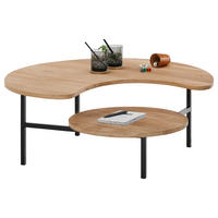 COUCHTISCH Eiche massiv 120/120/36,5 cm organisch Schwarz, Eichefarben  - Eichefarben/Schwarz, Natur, Holz/Metall (120/120/36,5cm) - SetOne by Musterring