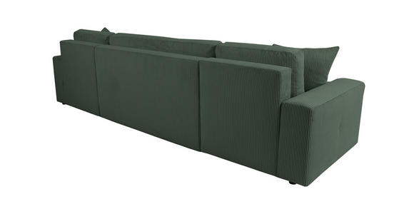 Wohnlandschaft inkl. Funktion Dunkelgrün Cord  - Dunkelgrün/Schwarz, KONVENTIONELL, Textil (146/317/146cm) - Xora