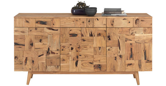 SIDEBOARD 160/80/42 cm  - Schwarz/Akaziefarben, LIFESTYLE, Holz/Metall (160/80/42cm) - Landscape