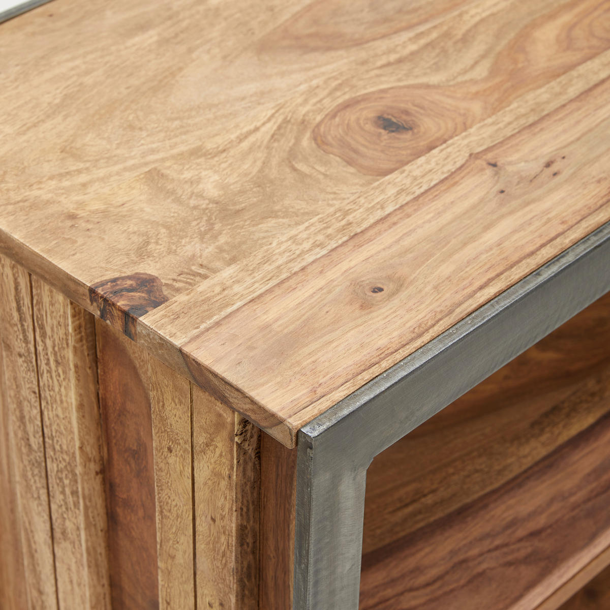 COMODĂ 156/75/40 cm  - culoare lemn sheesham/culoare natur, Modern, metal/lemn (156/75/40cm) - MID.YOU