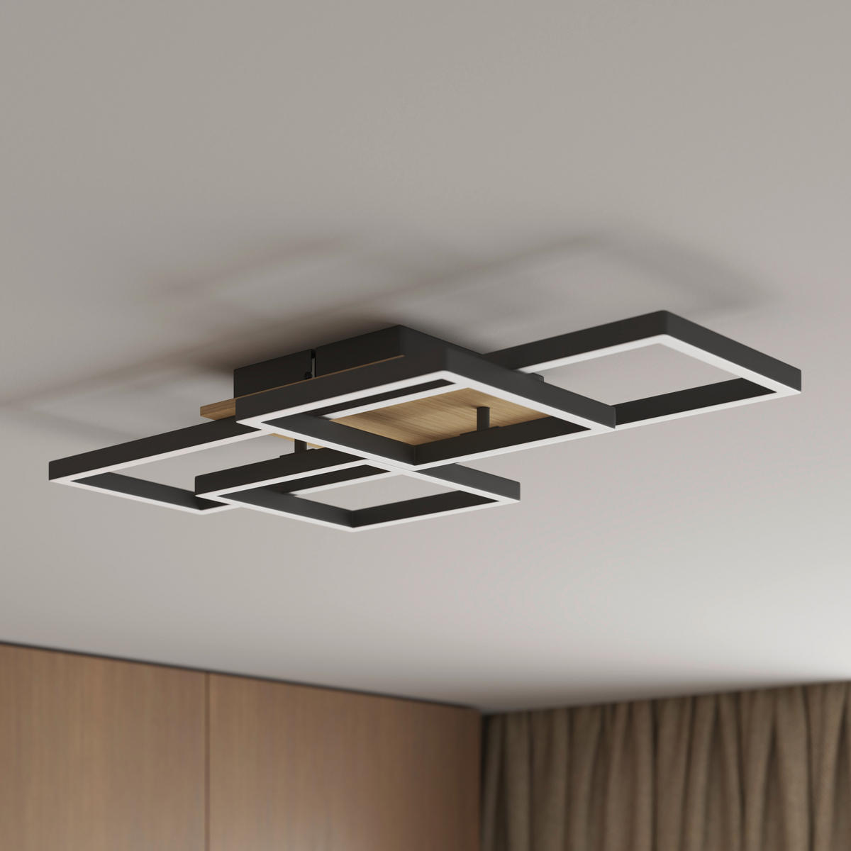 LED-DECKENLEUCHTE Worcester 70/38/7,5 cm   - Braun, Basics, Holz/Kunststoff (70/38/7,5cm) - Novel