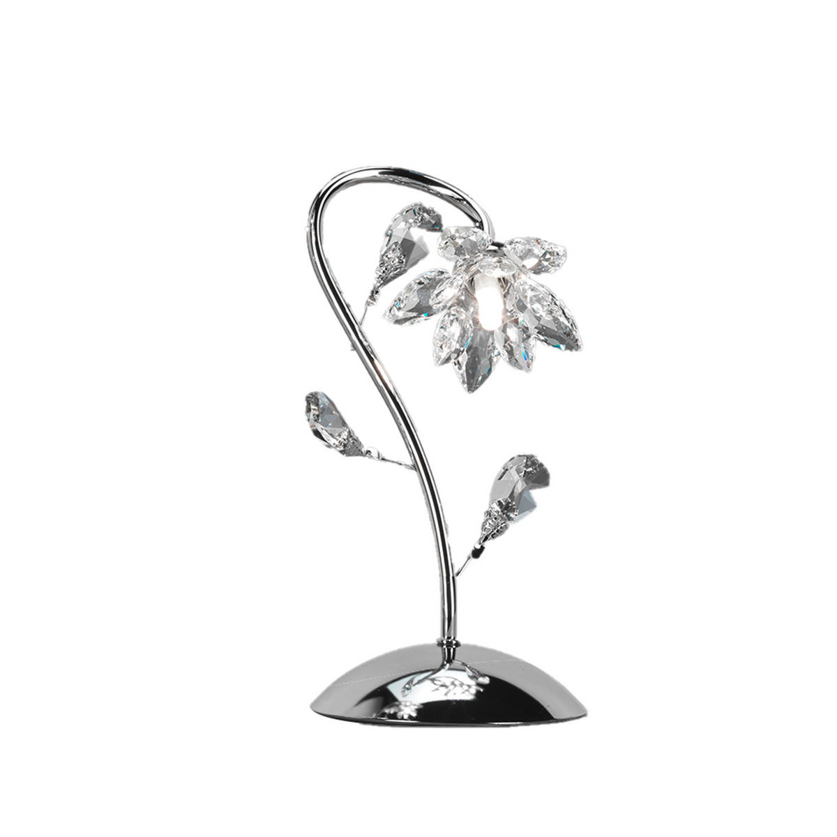 KRISTALL-TISCHLEUCHTE 20/35 cm   - Chromfarben, KONVENTIONELL, Glas/Metall (20/35cm)