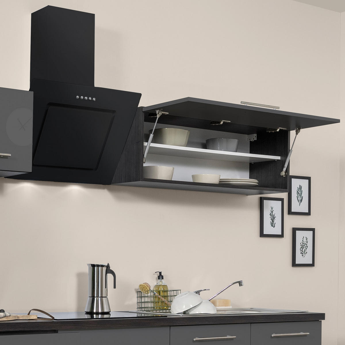 KÜCHENBLOCK 270 cm   in Grau, Eichefarben  - Edelstahlfarben/Eichefarben, Basics, Holzwerkstoff/Metall (270cm) - Respekta