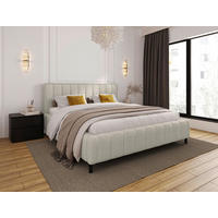POLSTERBETT 140/200 cm  Beige  - Beige/Schwarz, Design, Holz/Textil (140/200cm) - Carryhome