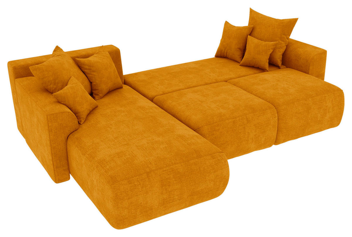 ECKSOFA in Samt Gelb  195/293 cm  - Chromfarben/Gelb, KONVENTIONELL, Kunststoff/Textil (195/293cm) - Carryhome