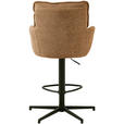 BARHOCKER Leinenoptik Schwarz, Rostfarben Eisen Stoffauswahl, Sitzfläche 360° drehbar  - Taupe/Rostfarben, Design, Textil/Metall (58/103-123/61cm) - Novel