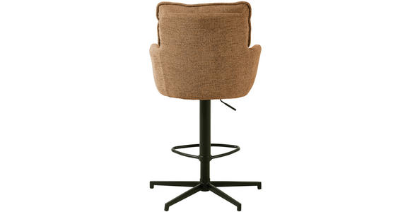 BARHOCKER Leinenoptik Schwarz, Rostfarben Eisen Stoffauswahl, Sitzfläche 360° drehbar - Taupe/Rostfarben, Design, Textil/Metall (58/103-123/61cm) - Novel