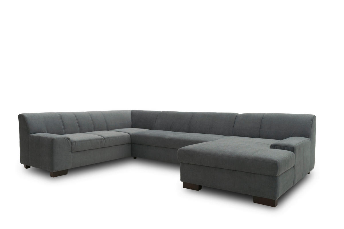 WOHNLANDSCHAFT in Webstoff Dunkelgrau  - Wengefarben/Dunkelgrau, Design, Holz/Textil (212/328/153cm) - MID.YOU