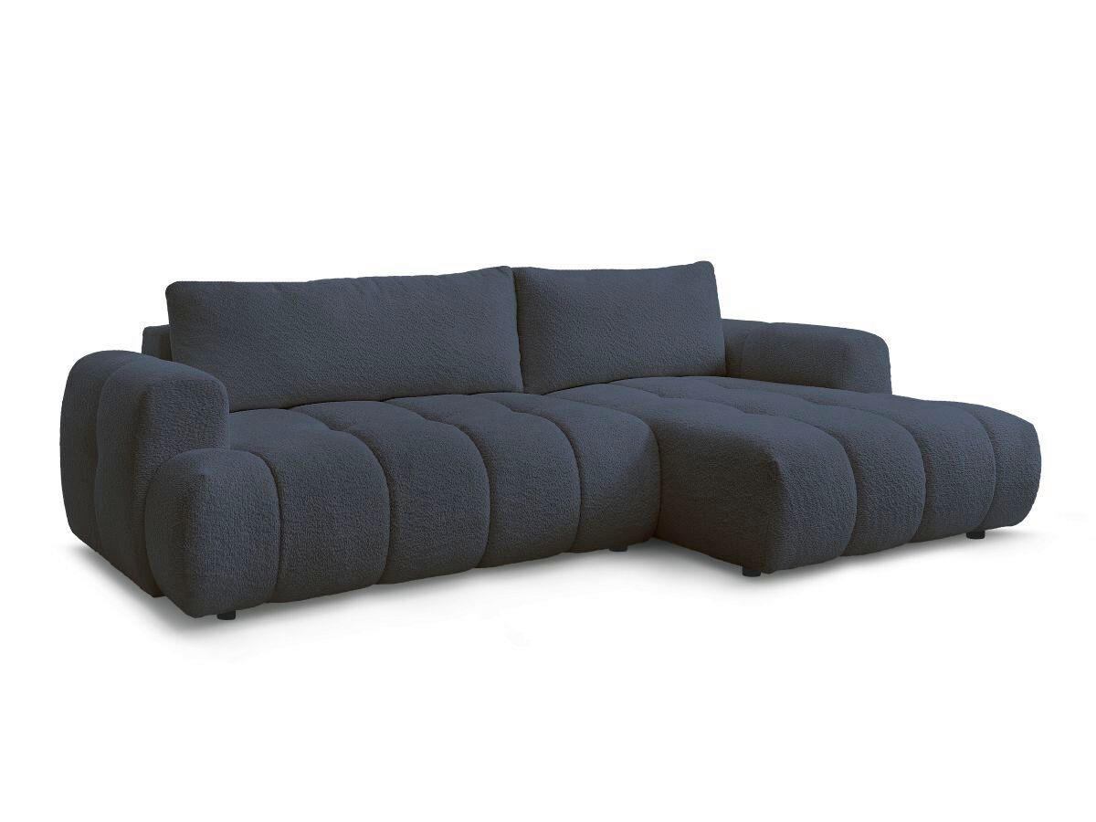 ECKSCHLAFSOFA FUJI Bouclé Dunkelblau  inkl.  - Schwarz/Dunkelblau, MODERN, Kunststoff/Textil (292/160cm)