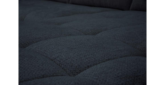 ECKSOFA Dunkelblau Chenille Armlehnenkissen, Rücken echt, Sitztiefenverstellung  - Schwarz/Dunkelblau, KONVENTIONELL, Textil/Metall (313/215cm) - Hom`in
