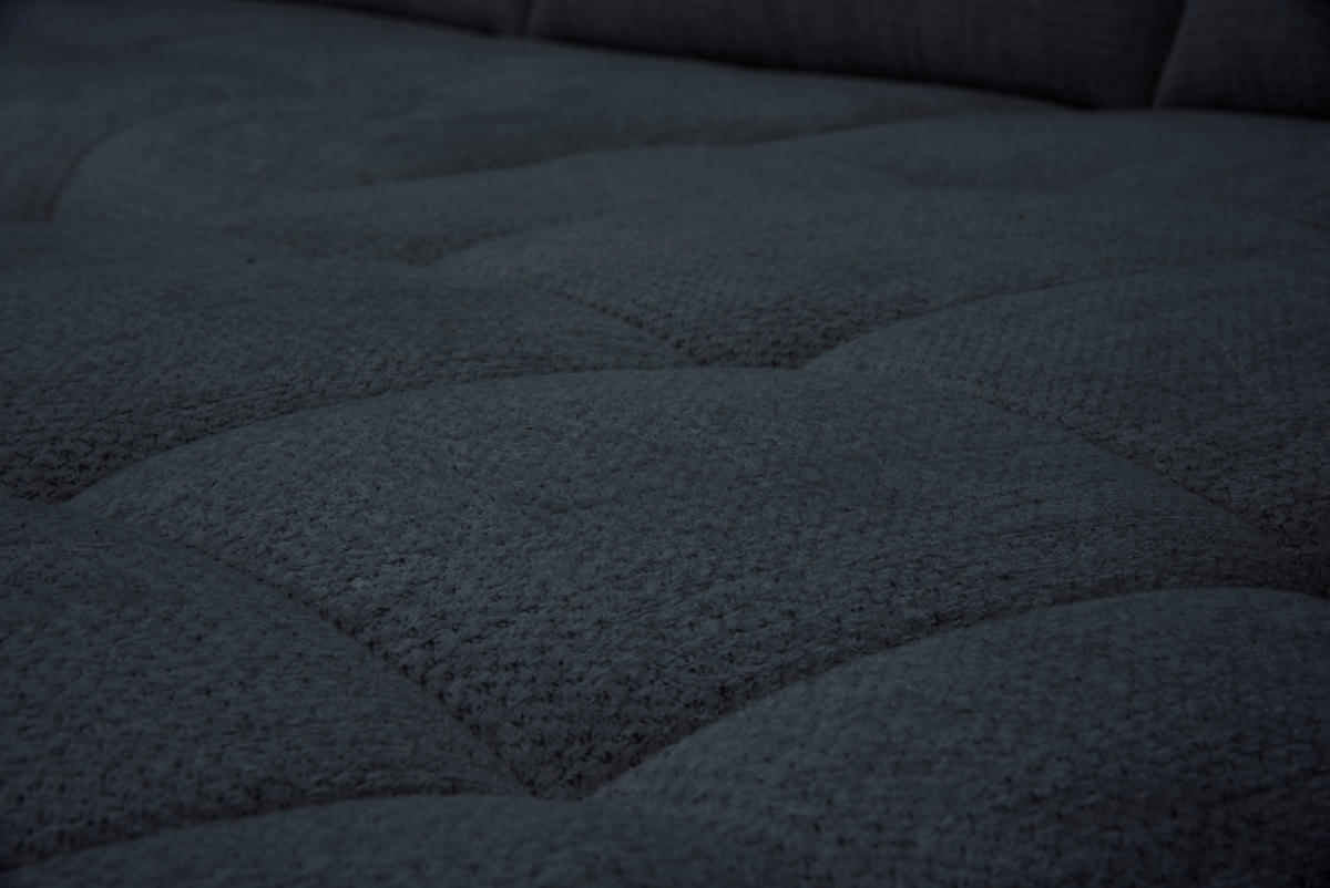 ECKSOFA Dunkelblau Chenille Armlehnenkissen, Rücken echt, Sitztiefenverstellung  - Schwarz/Dunkelblau, KONVENTIONELL, Textil/Metall (313/215cm) - Hom`in