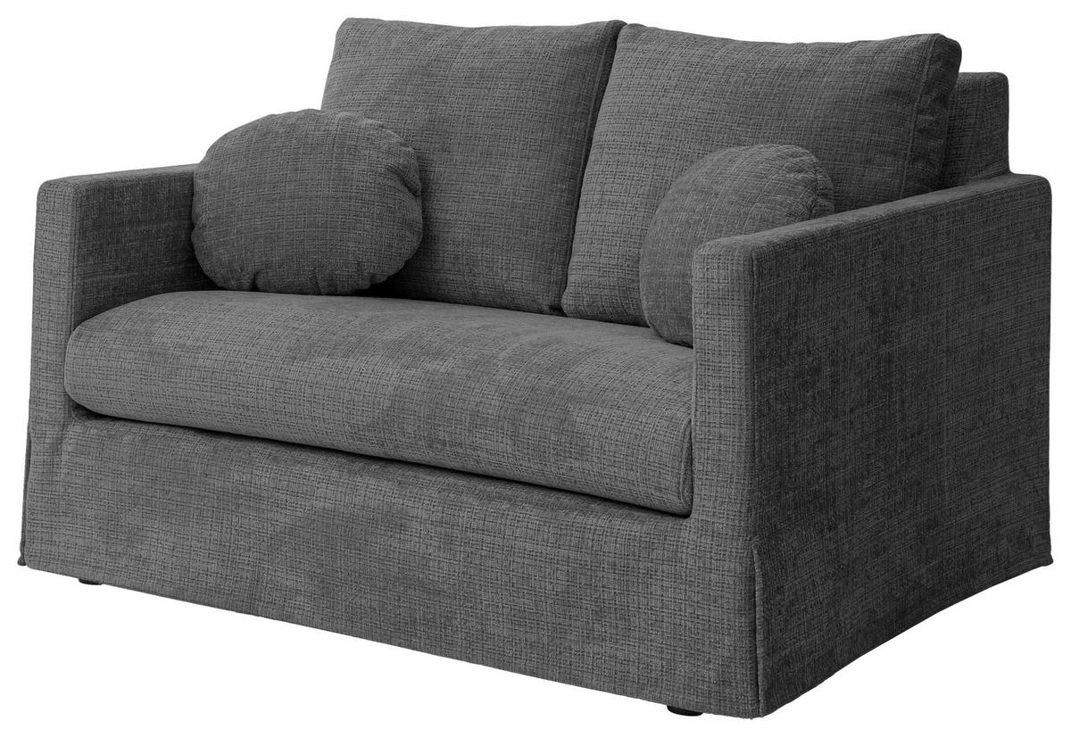2-SITZER-SOFA PAPHOS in Chenille Dunkelgrau  - Dunkelgrau/Schwarz, Design, Kunststoff/Textil (140/89/95cm) - P & B