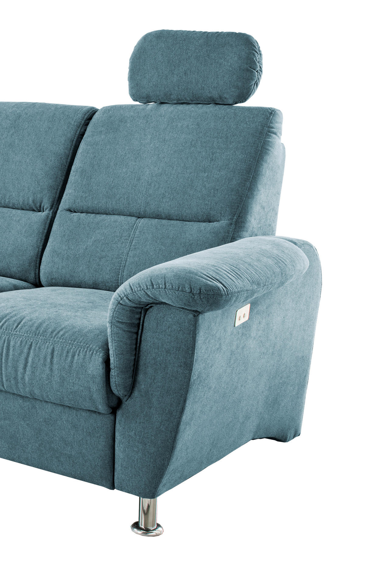 ECKSOFA Hellblau Mikrofaser  - Chromfarben/Hellblau, KONVENTIONELL, Textil/Metall (165/292cm) - Livetastic