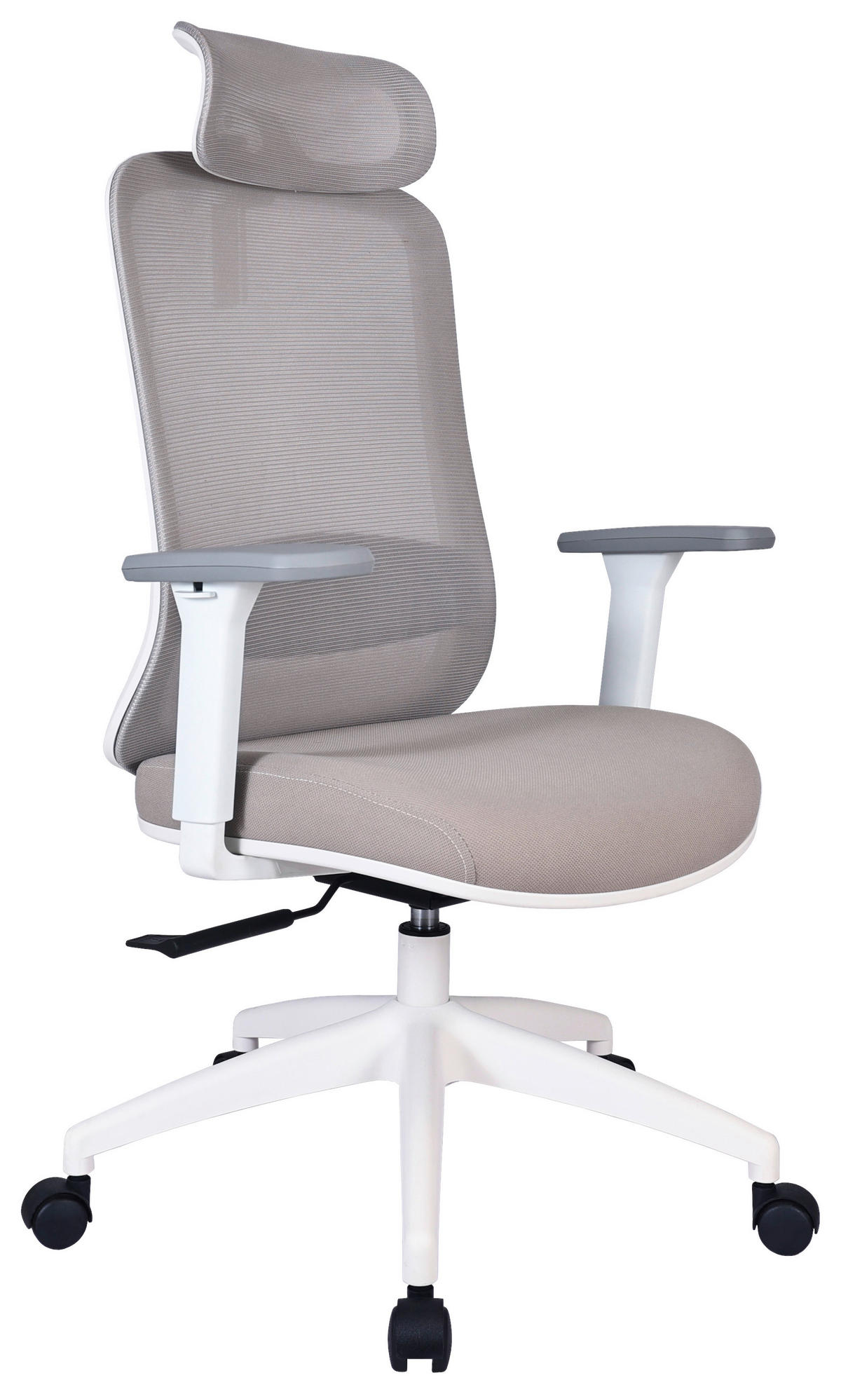 DREHSTUHL Netzbespannung, Webstoff Weiß, Hellgrau  - Hellgrau/Weiß, Design, Kunststoff/Textil (66/114-124/56cm) - Novel