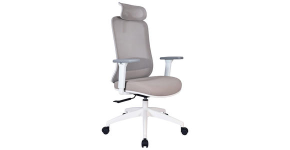 DREHSTUHL Netzbespannung, Webstoff Weiß, Hellgrau  - Hellgrau/Weiß, Design, Kunststoff/Textil (66/114-124/56cm) - Novel