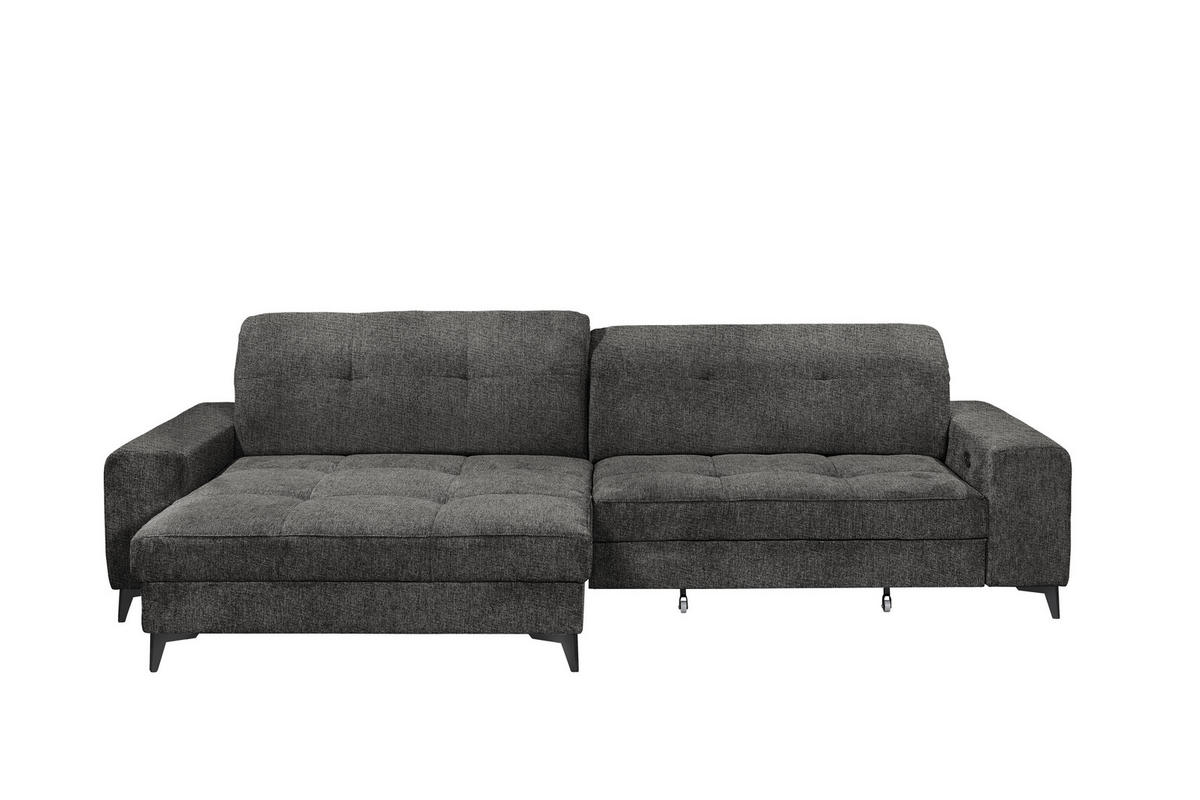 ECKSOFA SORELLA Graphitfarben Chenille Kopfteilverstellung, Sitztiefenverstellung  - Schwarz/Graphitfarben, Design, Kunststoff/Textil (182/328cm) - MID.YOU