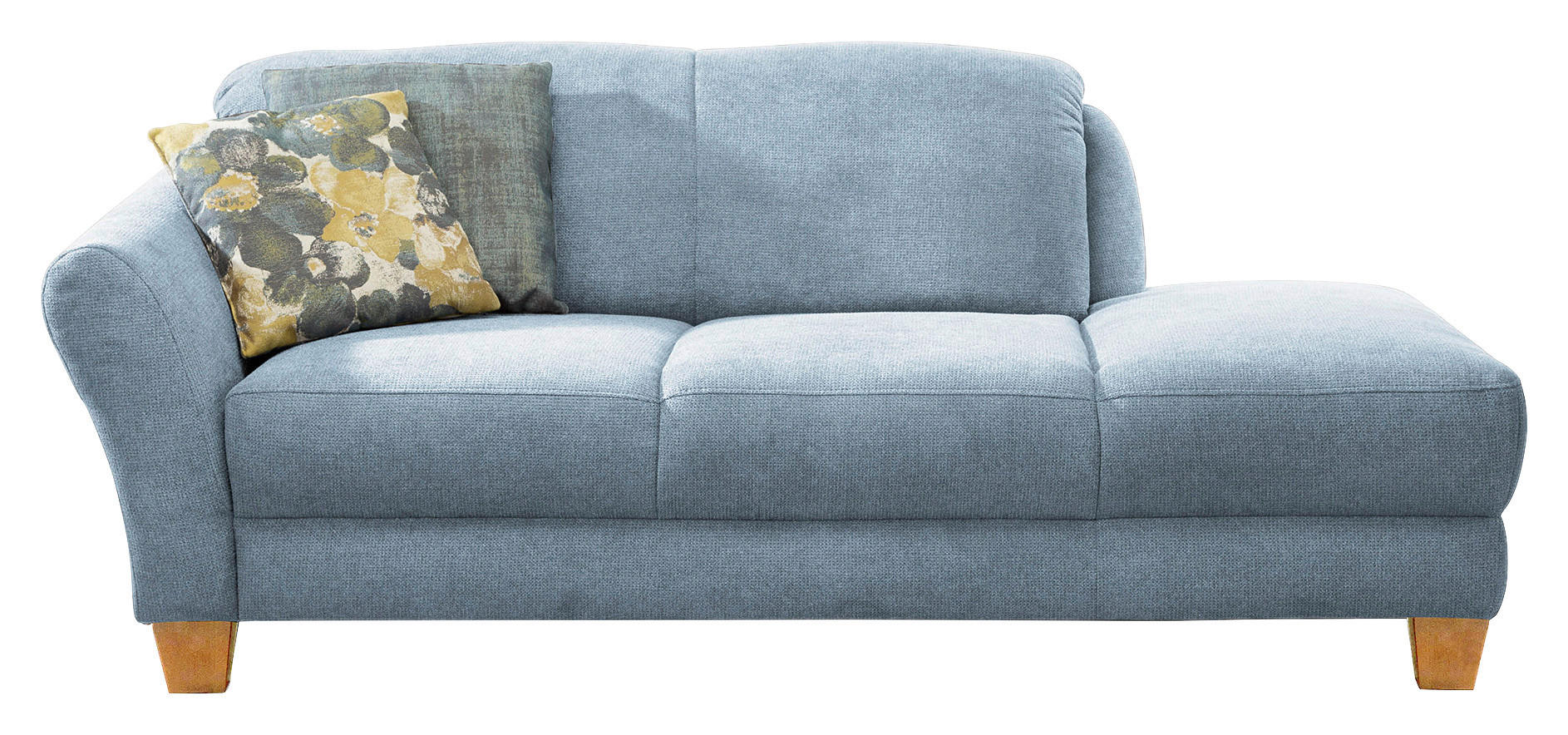RÉCAMIERE Hellblau Flachgewebe  - Naturfarben/Hellblau, KONVENTIONELL, Holz/Textil (194/84/91cm) - Sit & More