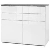 KOMODA, bela, barve hrasta  - barve hrasta/bela, Basics, kovina/leseni material (120/102/50cm) - Carryhome