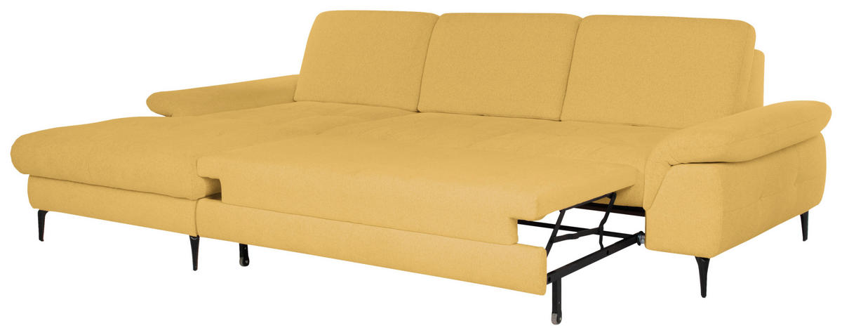 ECKSOFA ALMA in Chenille Gelb  191/285 cm  - Gelb/Schwarz, Design, Textil/Metall (191/285cm) - Livetastic