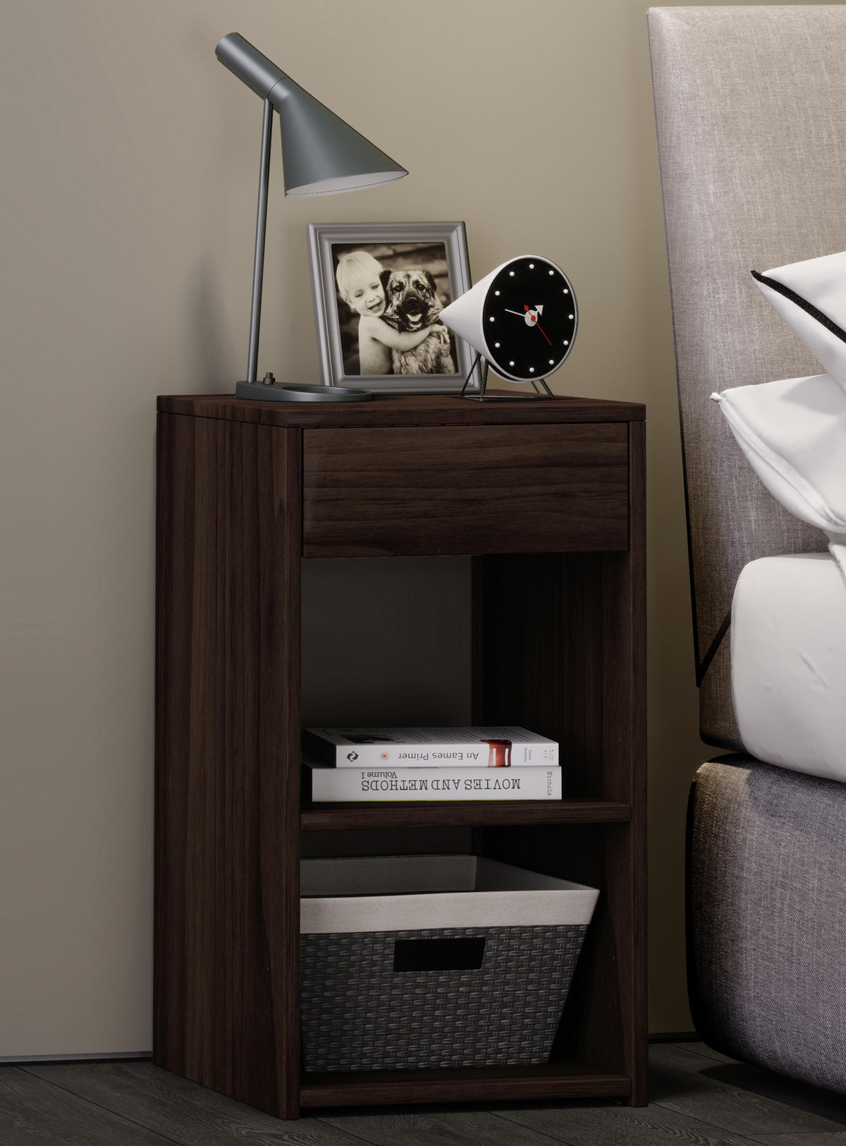 NACHTSCHRANK 35/65/35 cm  - Walnussfarben, KONVENTIONELL, Holzwerkstoff (35/65/35cm) - MID.YOU