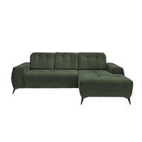 ECKSOFA in Cord Dunkelgrün  258/180 cm  - Dunkelgrün/Schwarz, MODERN, Textil/Metall (258/180cm) - Livetastic