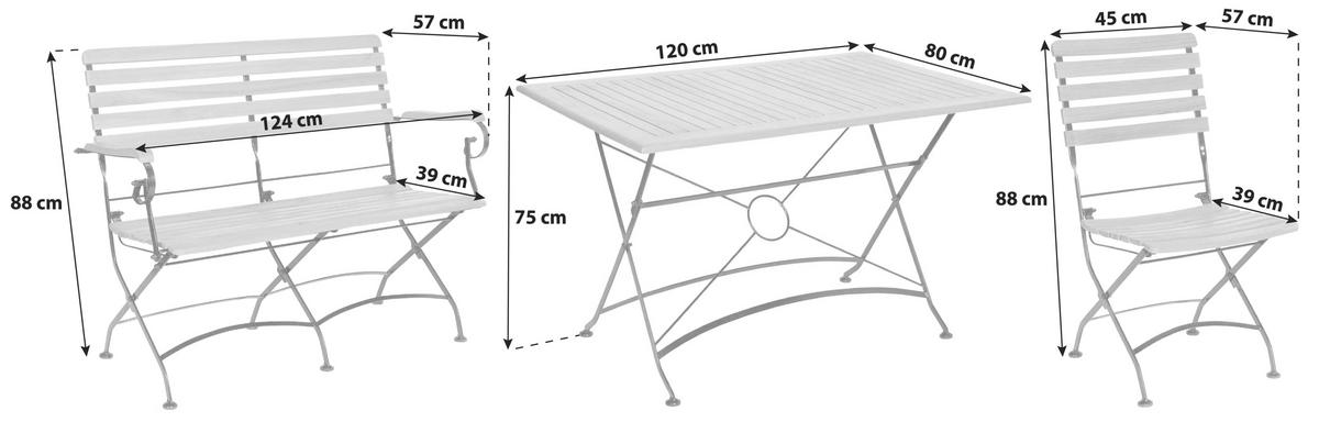 GARTENTISCHGRUPPE   - Anthrazit/Akaziefarben, Basics, Holz/Metall (120/75/80cm) - Gardenson