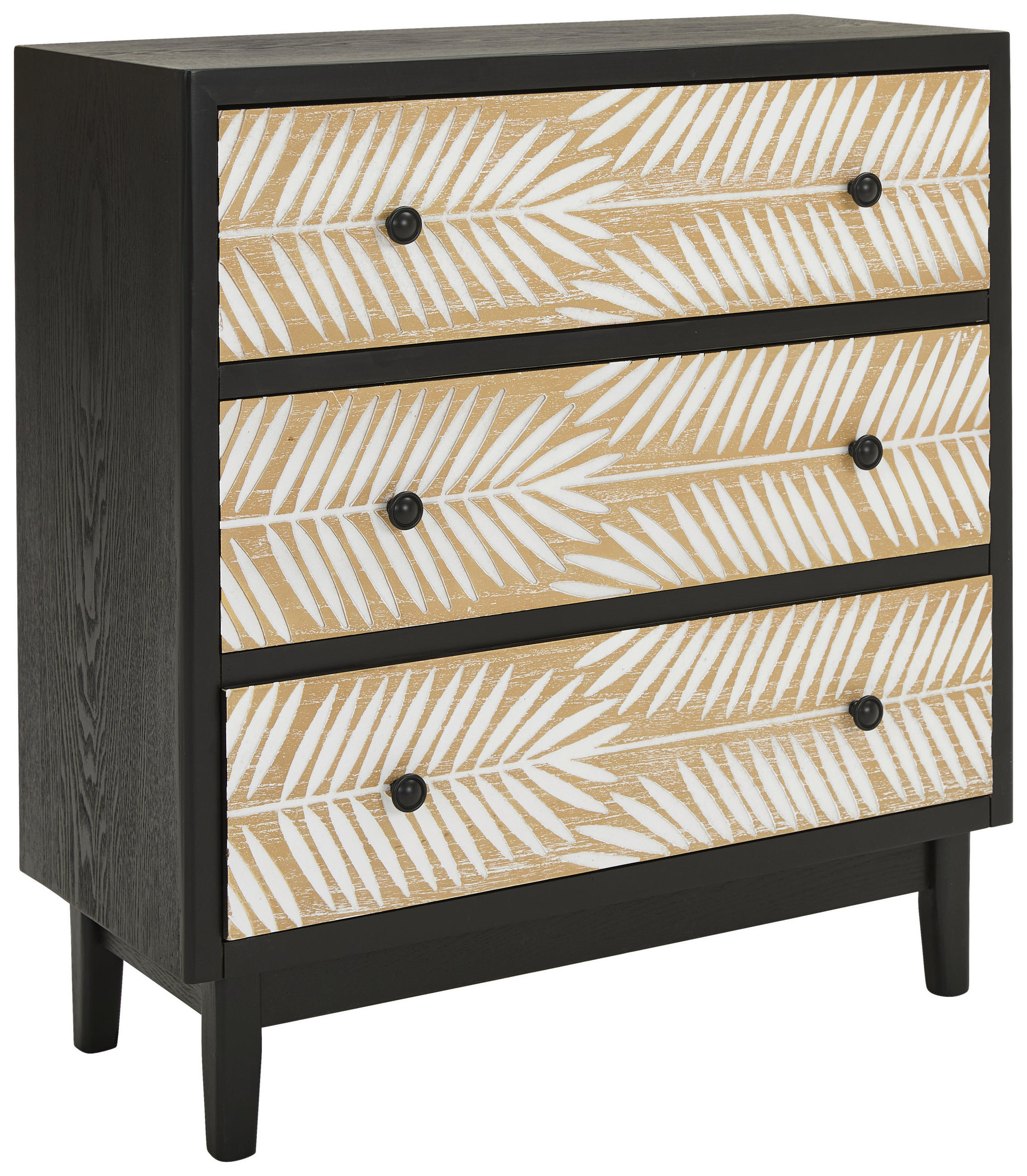 KOMMODE  in 80/85/35 cm  - Schwarz/Naturfarben, KONVENTIONELL, Holz/Holzwerkstoff (80/85/35cm) - Livetastic