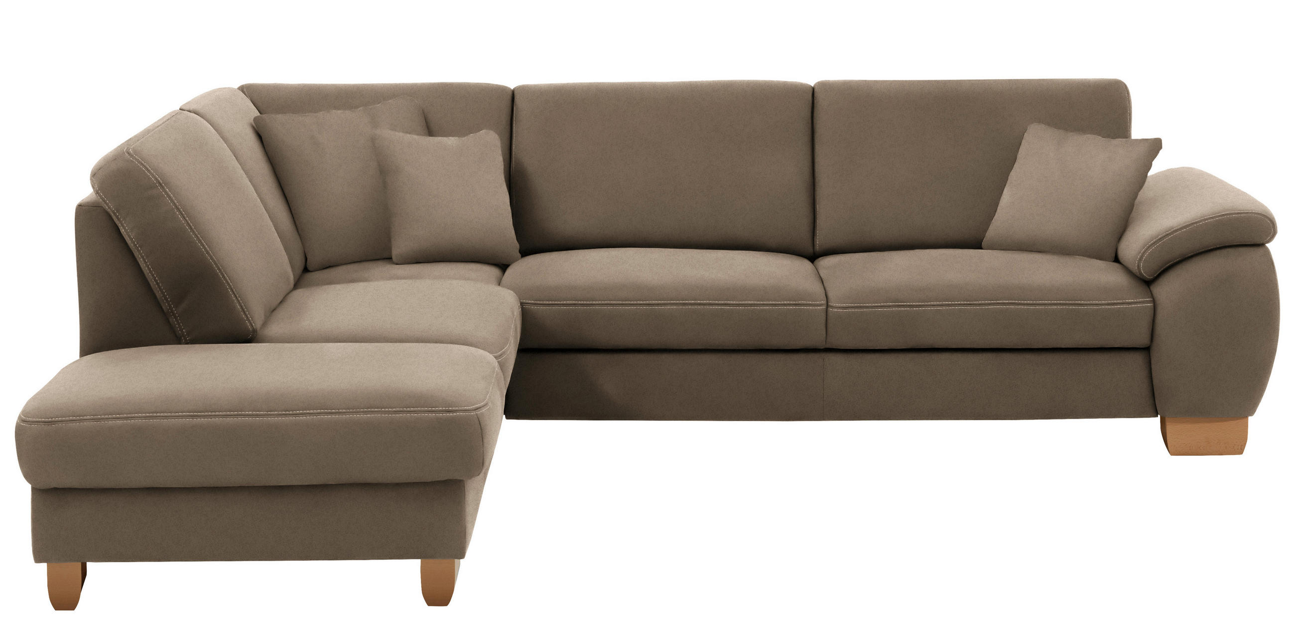 ECKSOFA in Mikrofaser Hellbraun  - Wildeiche/Hellbraun, Konventionell, Holz/Textil (236/286cm) - Voleo