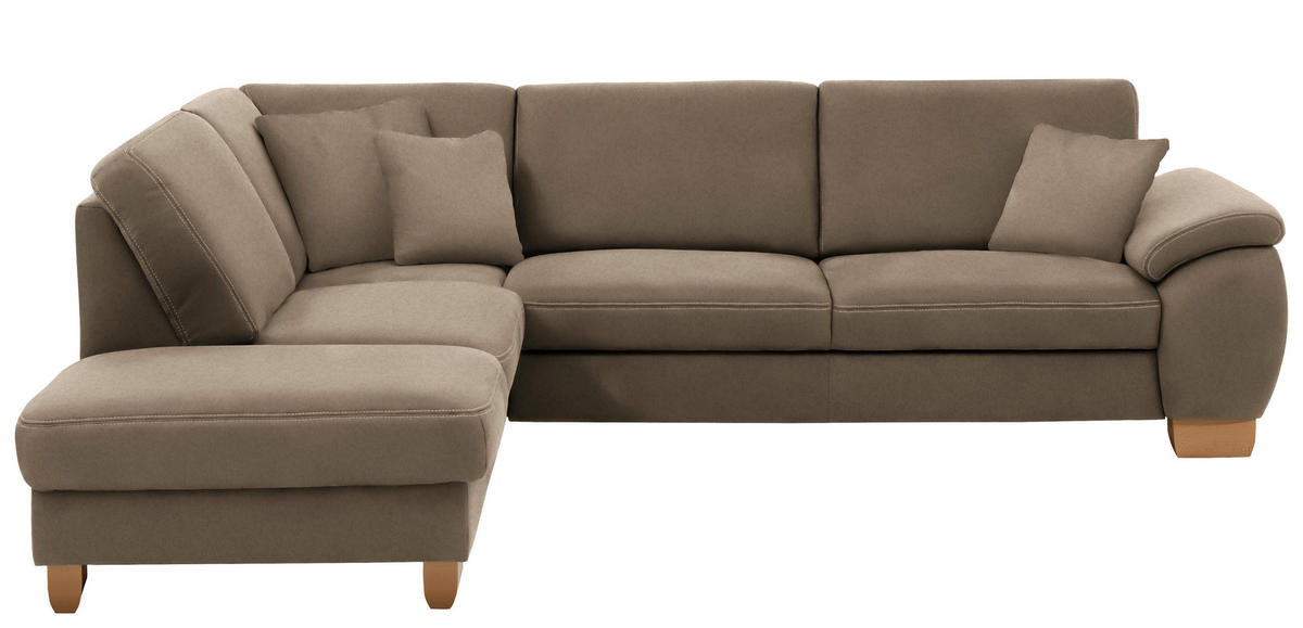 ECKSOFA in Mikrofaser Hellbraun  - Wildeiche/Hellbraun, Konventionell, Holz/Textil (236/286cm) - Voleo