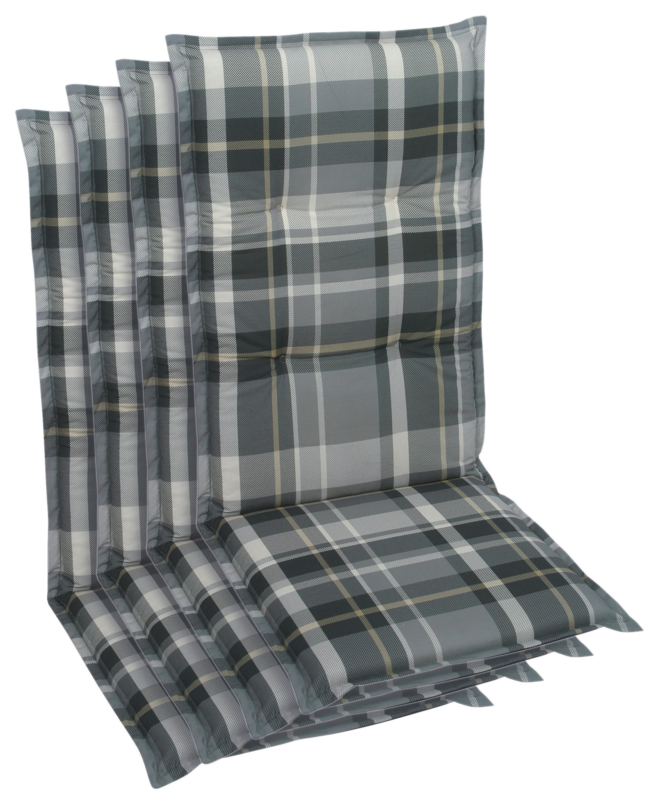 SESSELAUFLAGENSET in Grau Karo  - Grau, Basics, Textil (50/6/108cm)