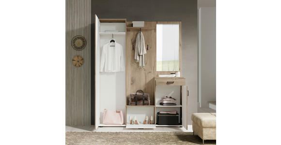 GARDEROBE 6-teilig in 145/184/29 cm - Eichefarben/Grau, Basics, Holzwerkstoff (145/184/29cm) - Carryhome