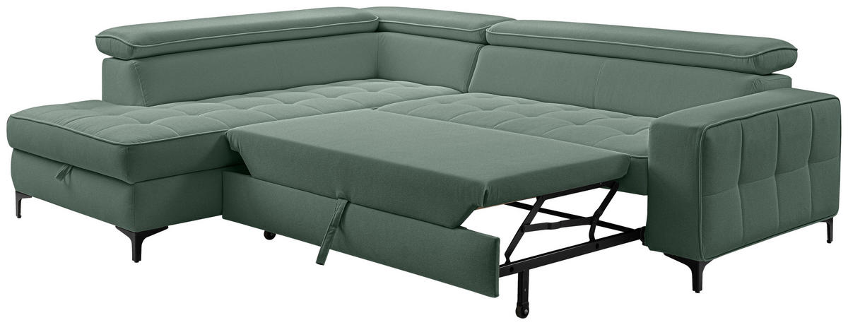 ECKSOFA  in Struktur Mintgrün  203/251 cm  - Schwarz/Mintgrün, Design, Textil/Metall (203/251cm) - MID.YOU