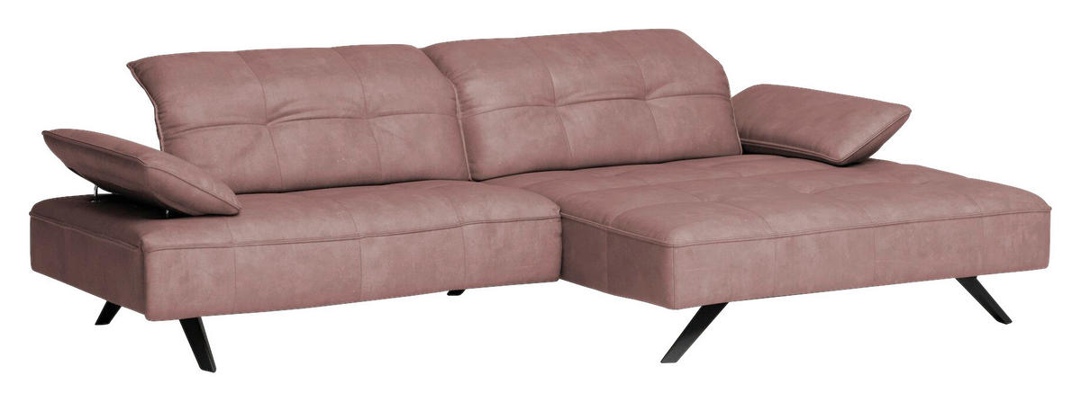 ECKSOFA in Echtleder Altrosa  - Anthrazit/Altrosa, Design, Leder/Metall (280/165cm) - Joop!