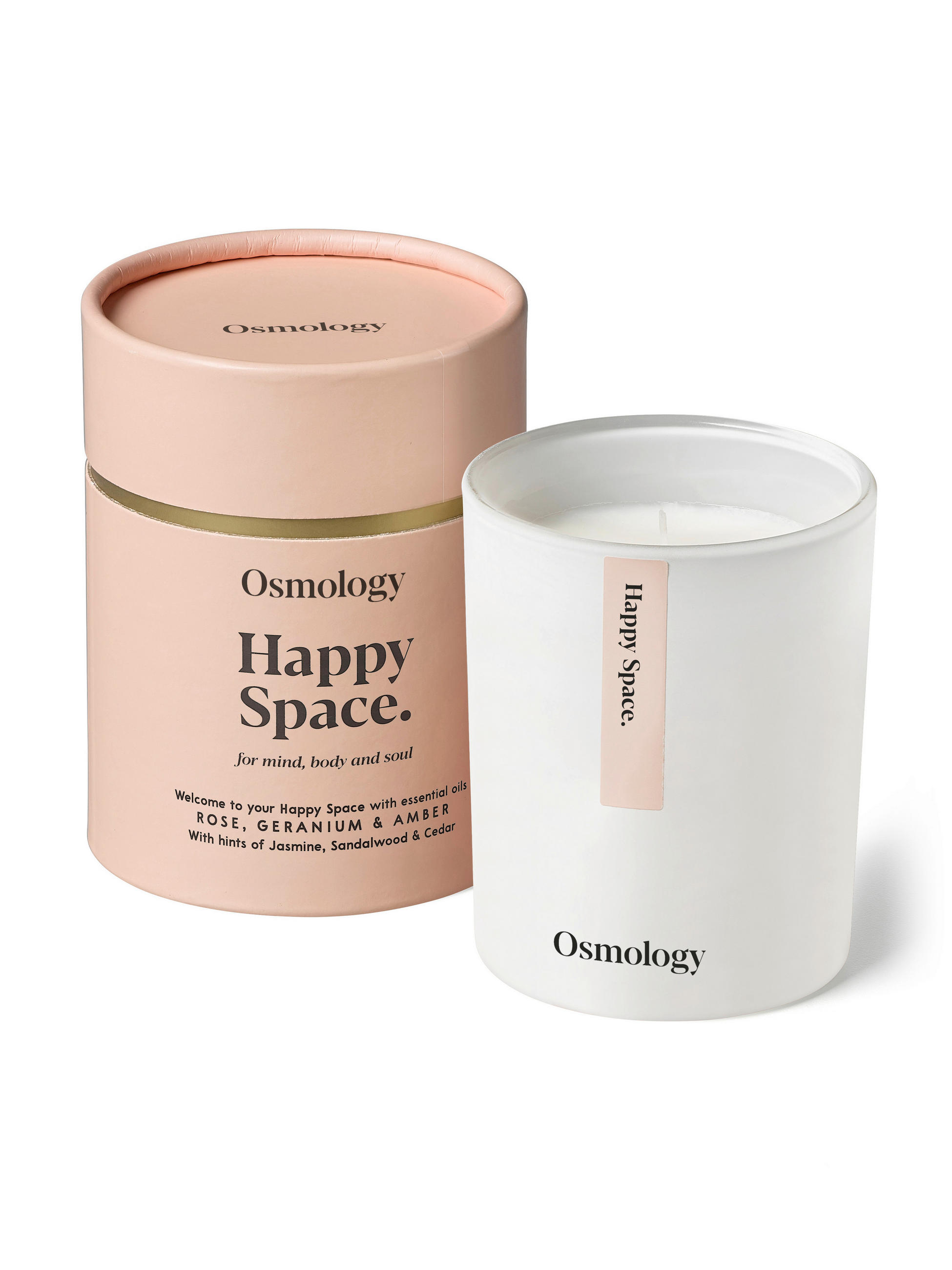 KERZE - Pink/Weiß, Basics, Glas/Naturmaterialien (8.5/8.5/11.5cm) - Ambia Home
