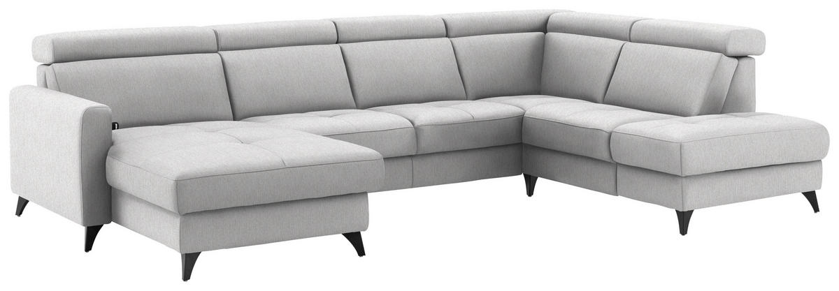 WOHNLANDSCHAFT Beldomo System in Flachgewebe Naturfarben  - Schwarz/Naturfarben, KONVENTIONELL, Textil/Metall (174/333/215cm) - Beldomo System