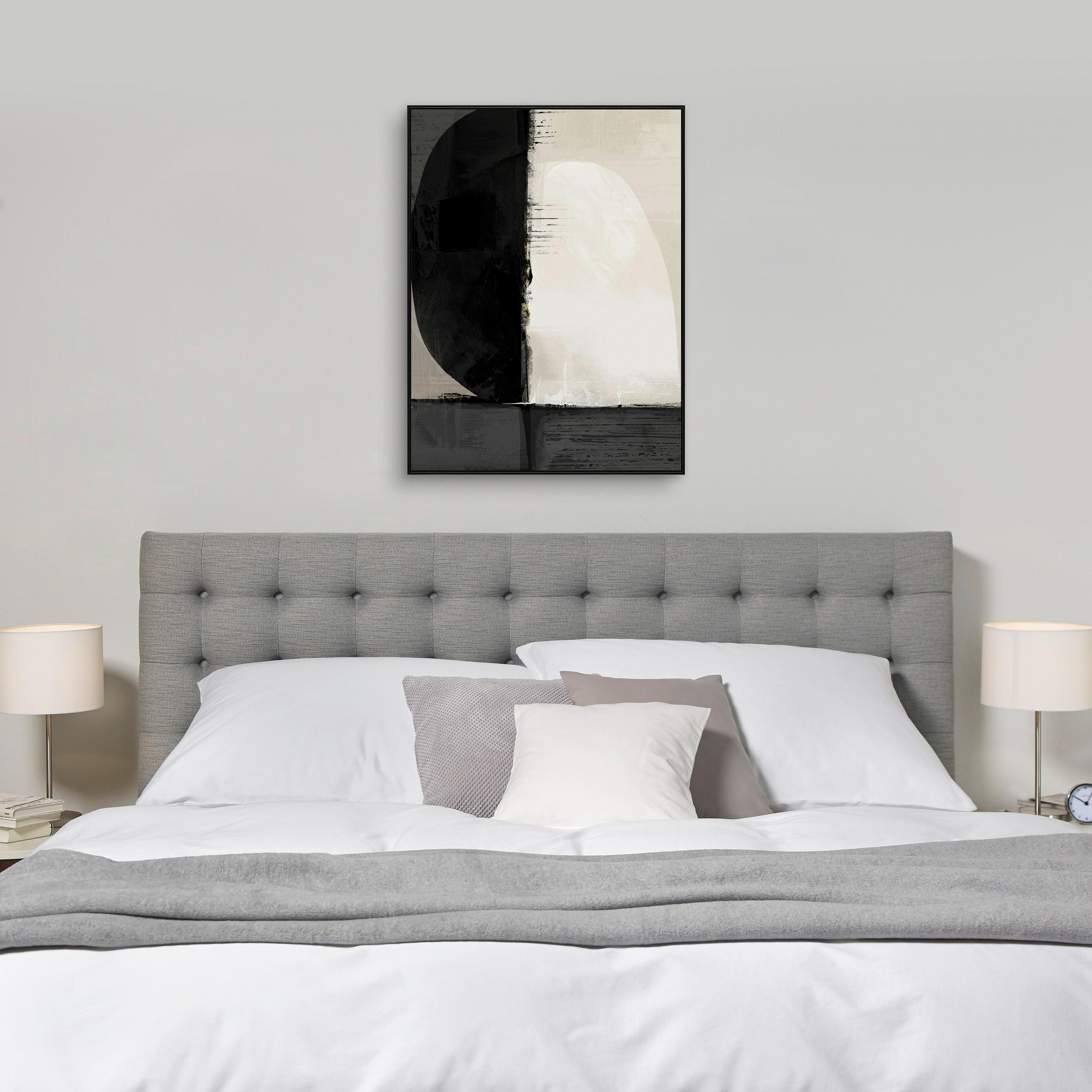 KONSTTRYCK 90/120 cm  - svart/naturfärgad, Basics, trä/textil (90/120cm) - Monee