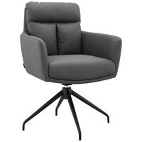 ARMLEHNSTUHL  Stoffauswahl, Sitzfläche 360° drehbar, Gestellauswahl, automatische Rückholfunktion Mikrofaser  Grau, Schwarz  - Schwarz/Grau, Design, Textil/Metall (62/89,5/65cm) - Novel