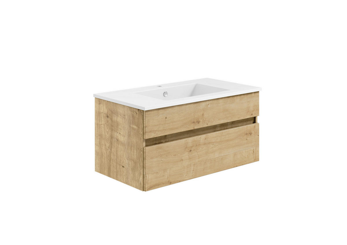 BADEZIMMER  in 90 cm  - Eichefarben/Weiß, KONVENTIONELL, Keramik/Holzwerkstoff (90cm) - Puris