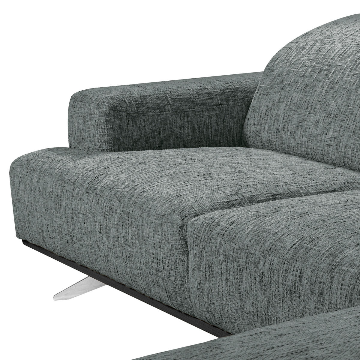 ECKSOFA PORTLAND Anthrazit Struktur Kopfteilverstellung  - Chromfarben/Anthrazit, Design, Holz/Textil (295/187cm) - Livetastic