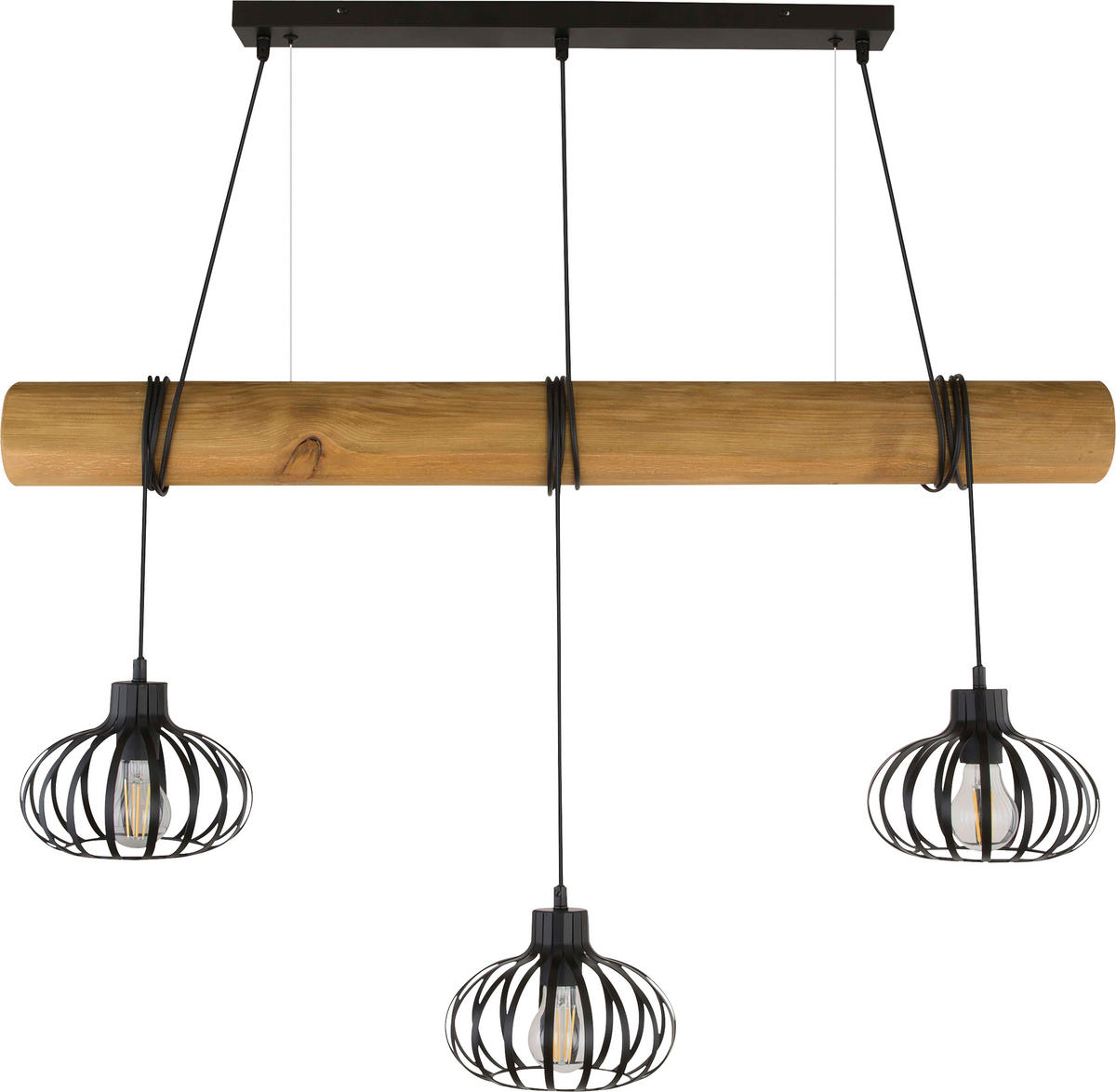 HÄNGELEUCHTE 115/20/150 cm   - Schwarz, Trend, Holz/Metall (115/20/150cm) - Collet's Monde