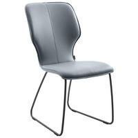 STUHL Echtleder Grau  - Dunkelgrau/Grau, Design, Leder/Metall (49/95/63cm) - Musterring