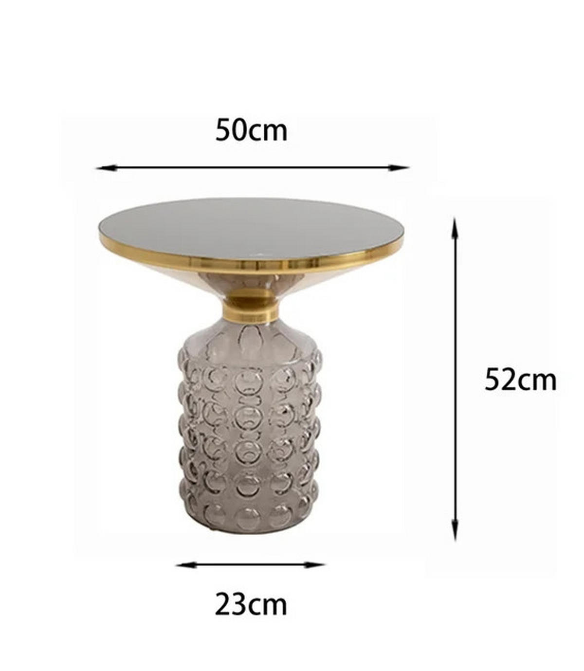 BEISTELLTISCH 50/50/52 cm Grau, Goldfarben rund  - Goldfarben/Grau, Design, Glas/Metall (50/50/52cm) - Kare-Design