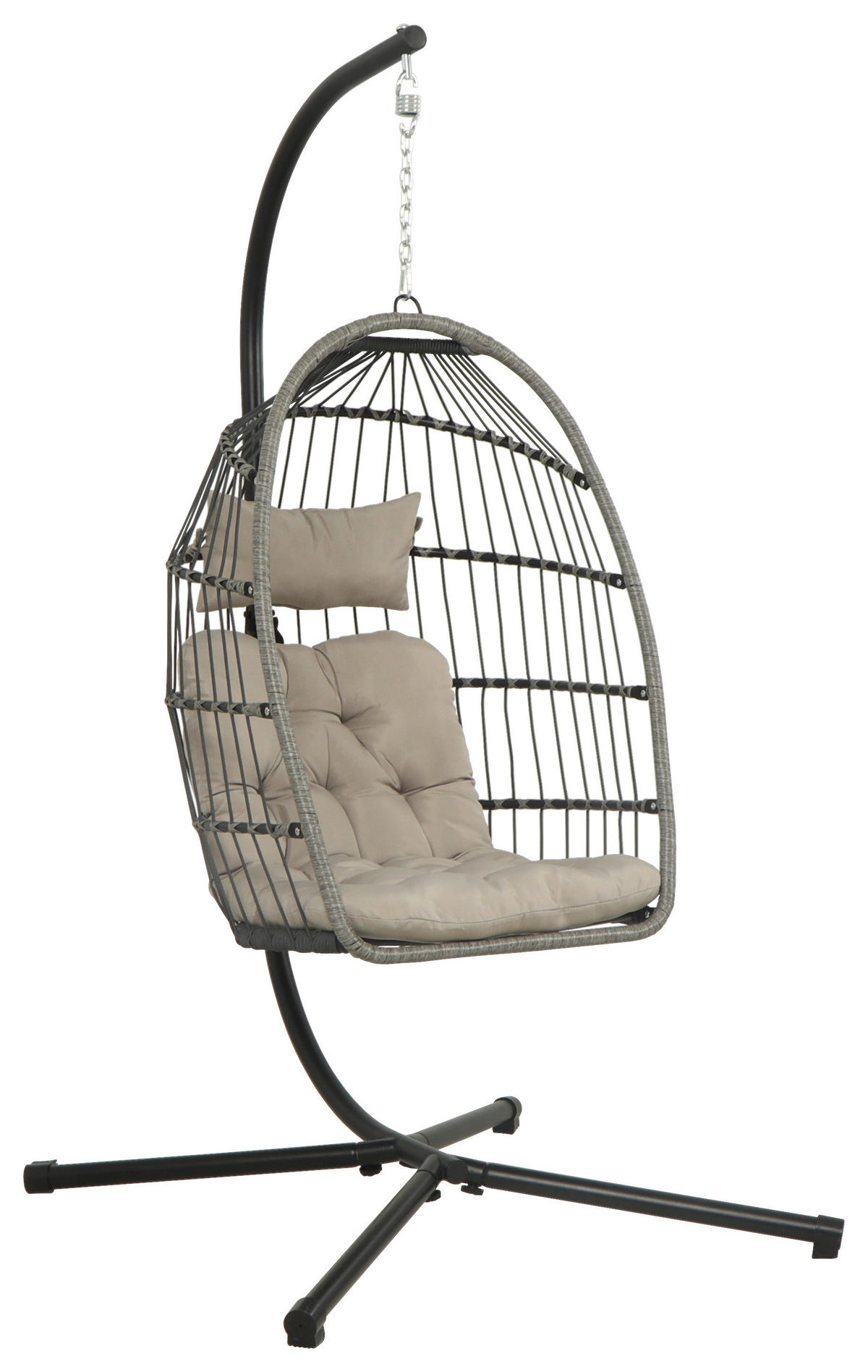 HÄNGESESSEL 100/198/100 cm Eisen  - Schwarz/Grau, Design, Kunststoff/Textil (100/198/100cm) - Ambia Garden