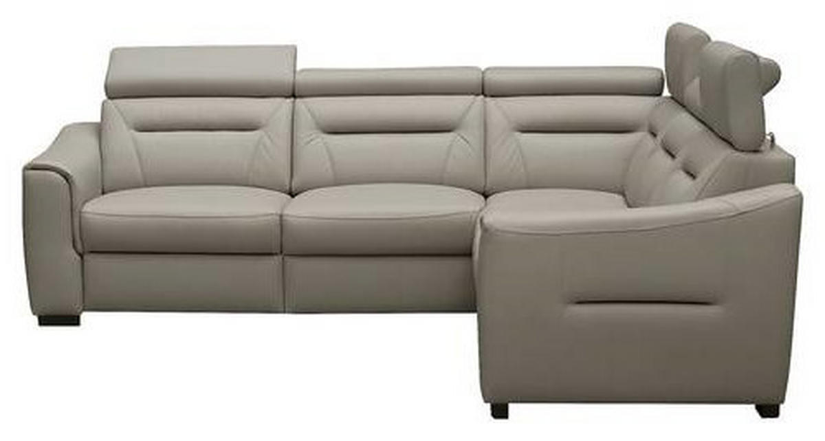 ECKSOFA Schlammfarben Echtleder Lederlook Schlaffunktion, Rücken echt, Relaxfunktion, Kopfteilverstellung  - Wengefarben/Schlammfarben, Design, Leder/Holz (260/260cm) - Celina Home