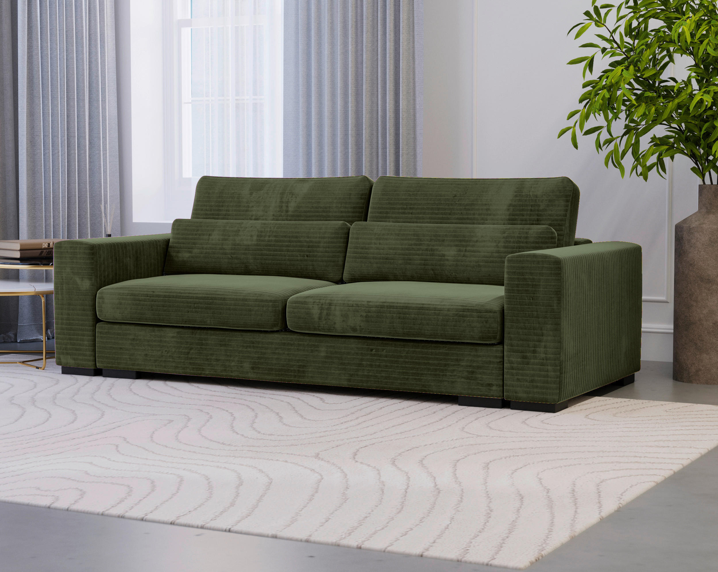 SCHLAFSOFA Flachgewebe Olivgrün  - Schwarz/Olivgrün, KONVENTIONELL, Kunststoff/Textil (236/78/114cm) - Carryhome
