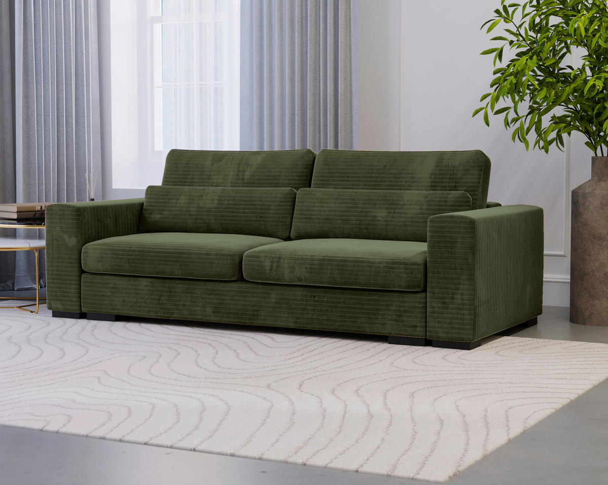 SCHLAFSOFA in Flachgewebe Olivgrün  - Schwarz/Olivgrün, Konventionell, Kunststoff/Textil (236/78/114cm) - Carryhome