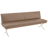 SITZBANK in Holz, Metall, Leder Edelstahlfarben, Beige  - Edelstahlfarben/Beige, Design, Leder/Holz (214/88/66cm) - Koinor
